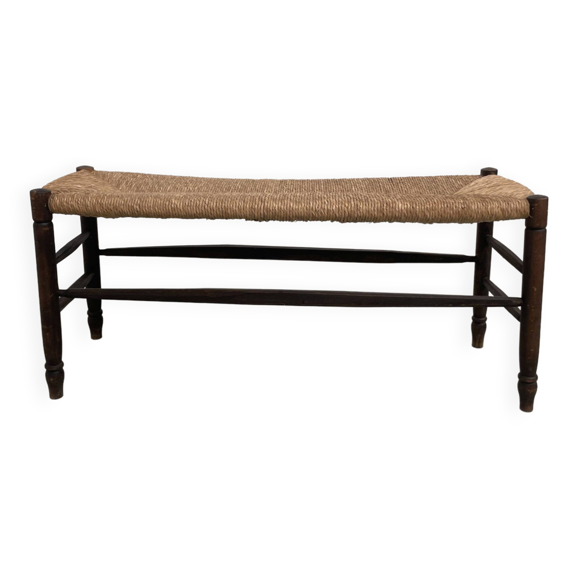 Oak and straw farm bench