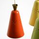 Beautiful large original mid-century 3-arm colorful bag ceiling lamp