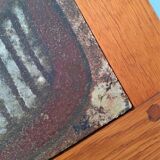 70s wooden coffee table with ceramic tray