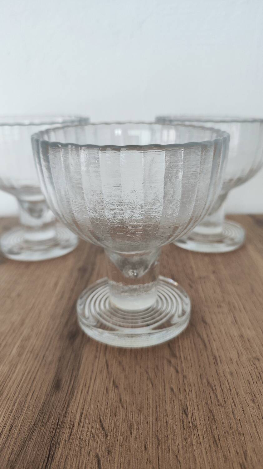 4 coupes à glace, fruit, en cristal, 1930