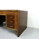 Italian Art Deco Desk In Dark Walnut And Brass.