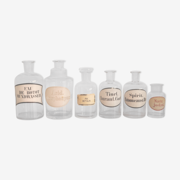Series of apothecary bottles
