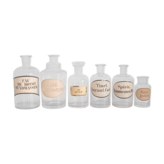 Series of apothecary bottles