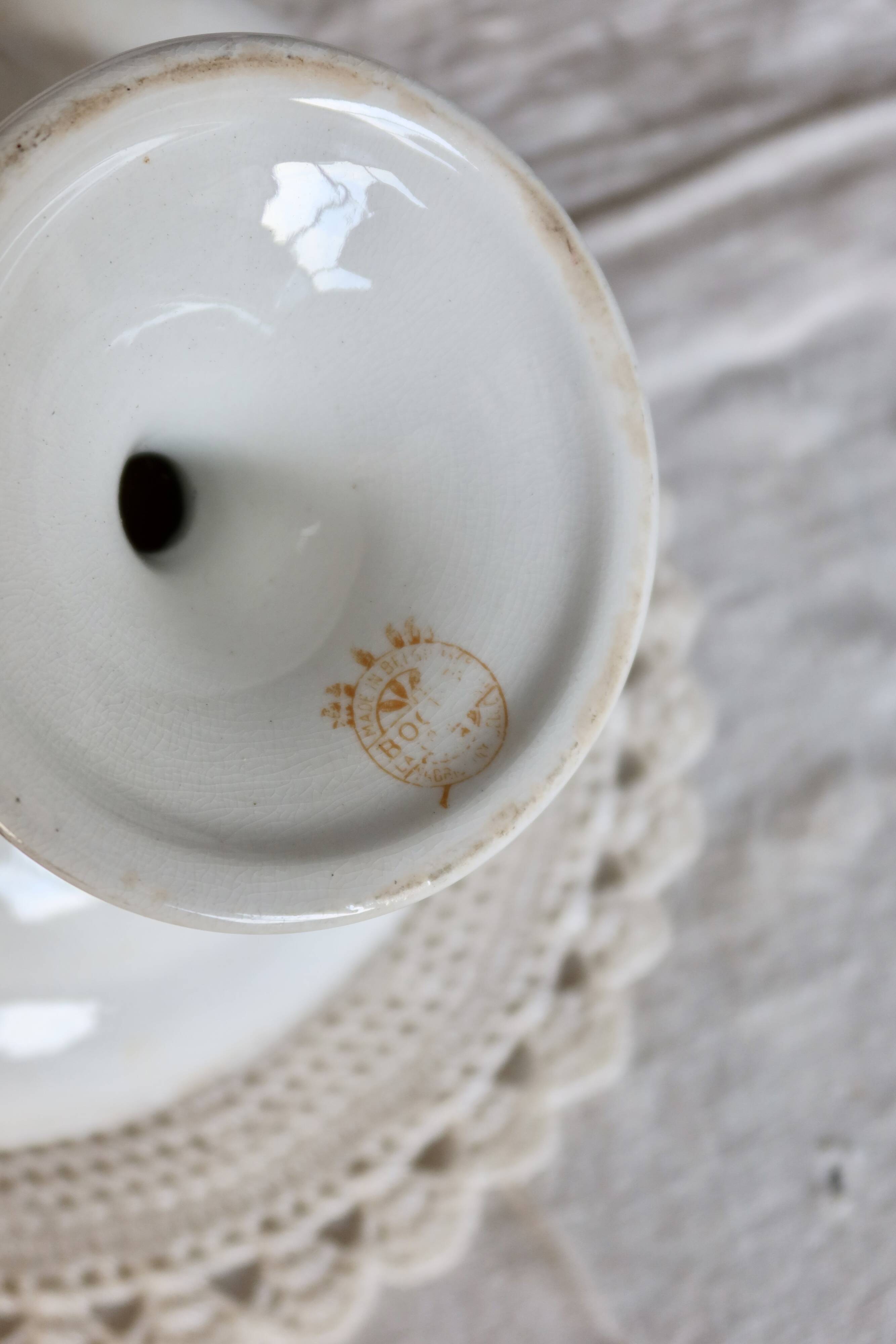 Vintage iron earth compote dish Boch La Louvière - Orange decor