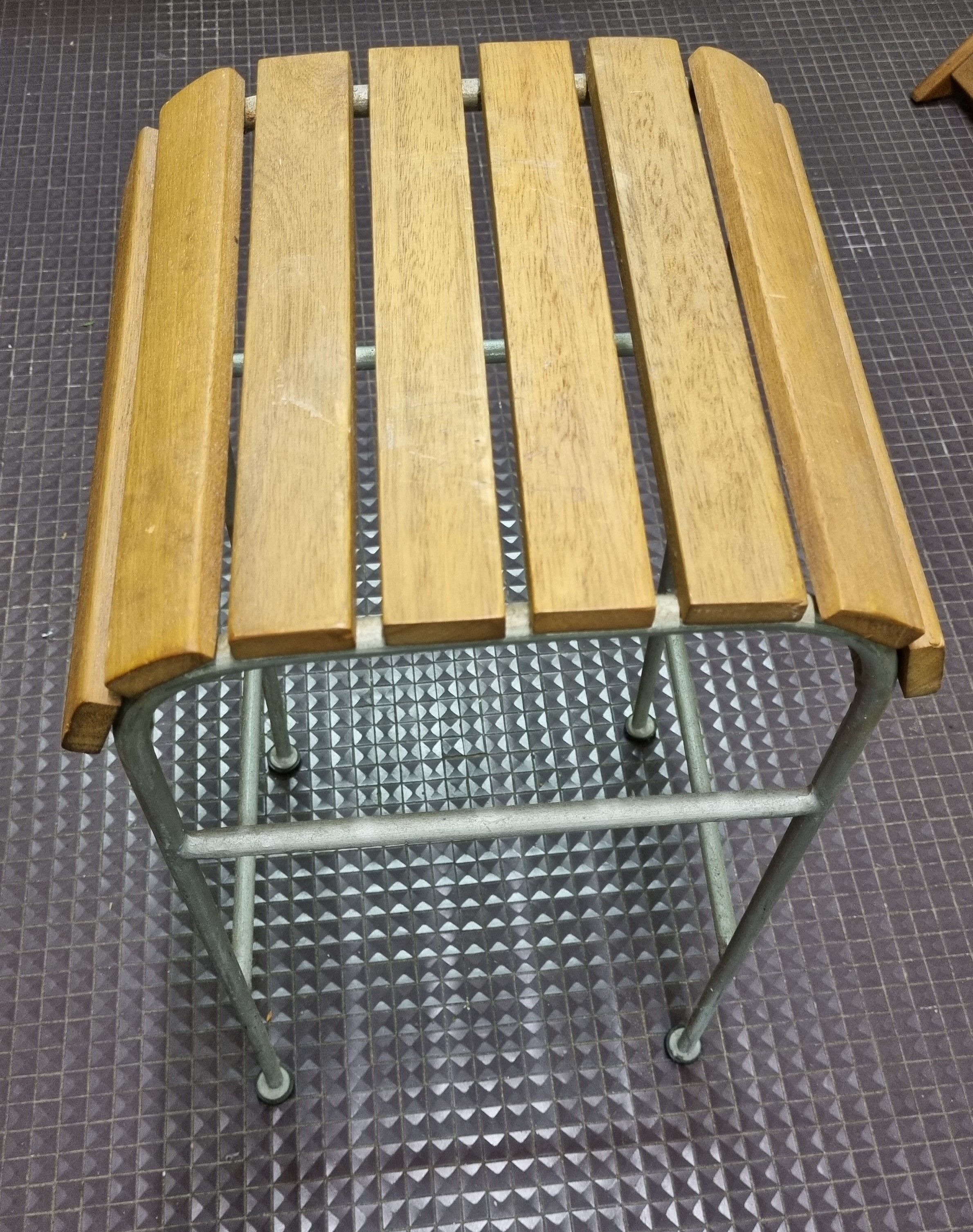 Vintage bar stool made of wood and metal