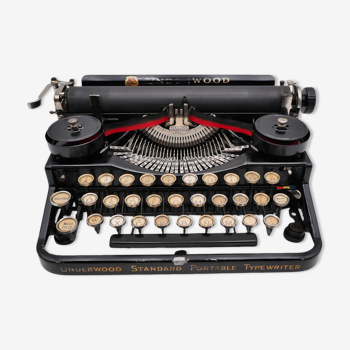Machine à écrire underwood portable 3 bank noire révisée ruban neuf années 20