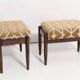 Pair of vintage velvet stools with a yellow pattern, Edmund Homa, 1960s.