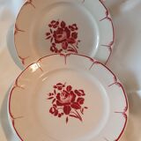 6 assiettes plates decor roses rouges