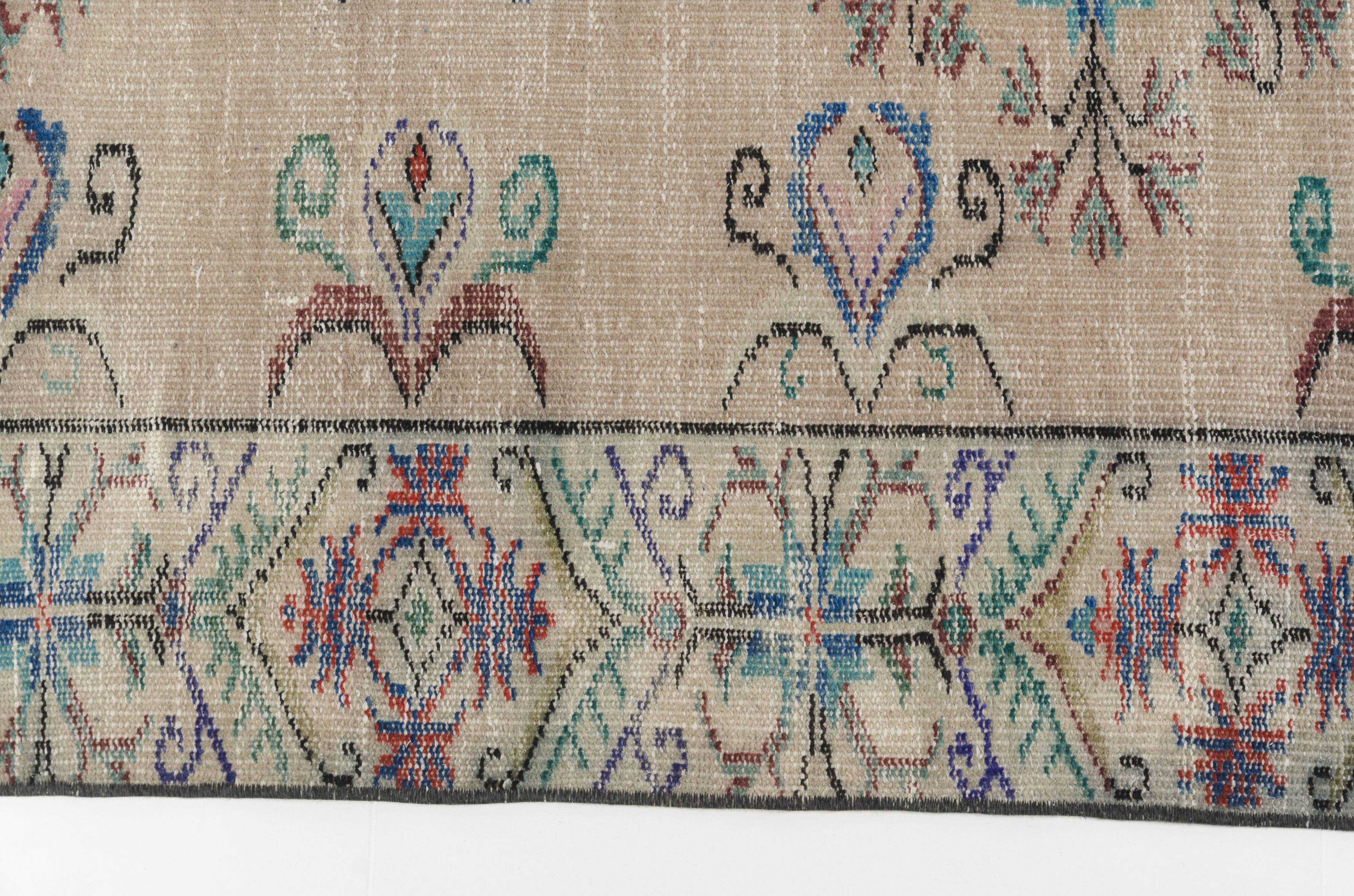 Flower Design Oushak Carpet