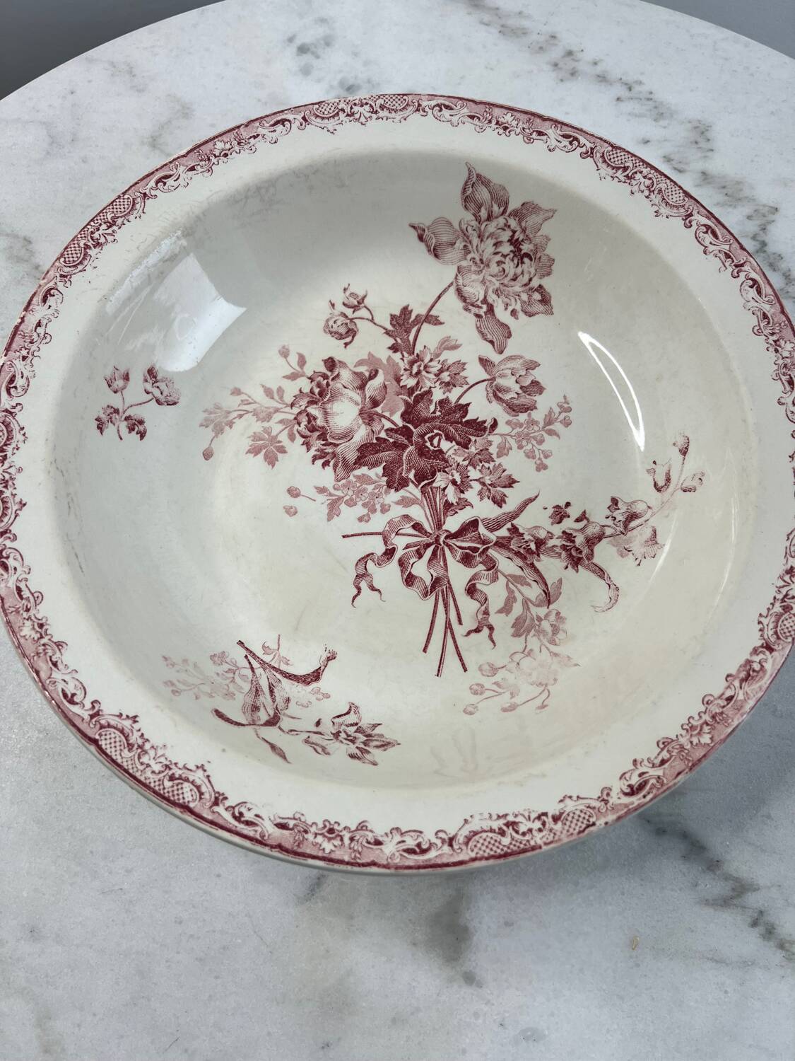Large ironstone salad bowl Fontanges Sarreguemines