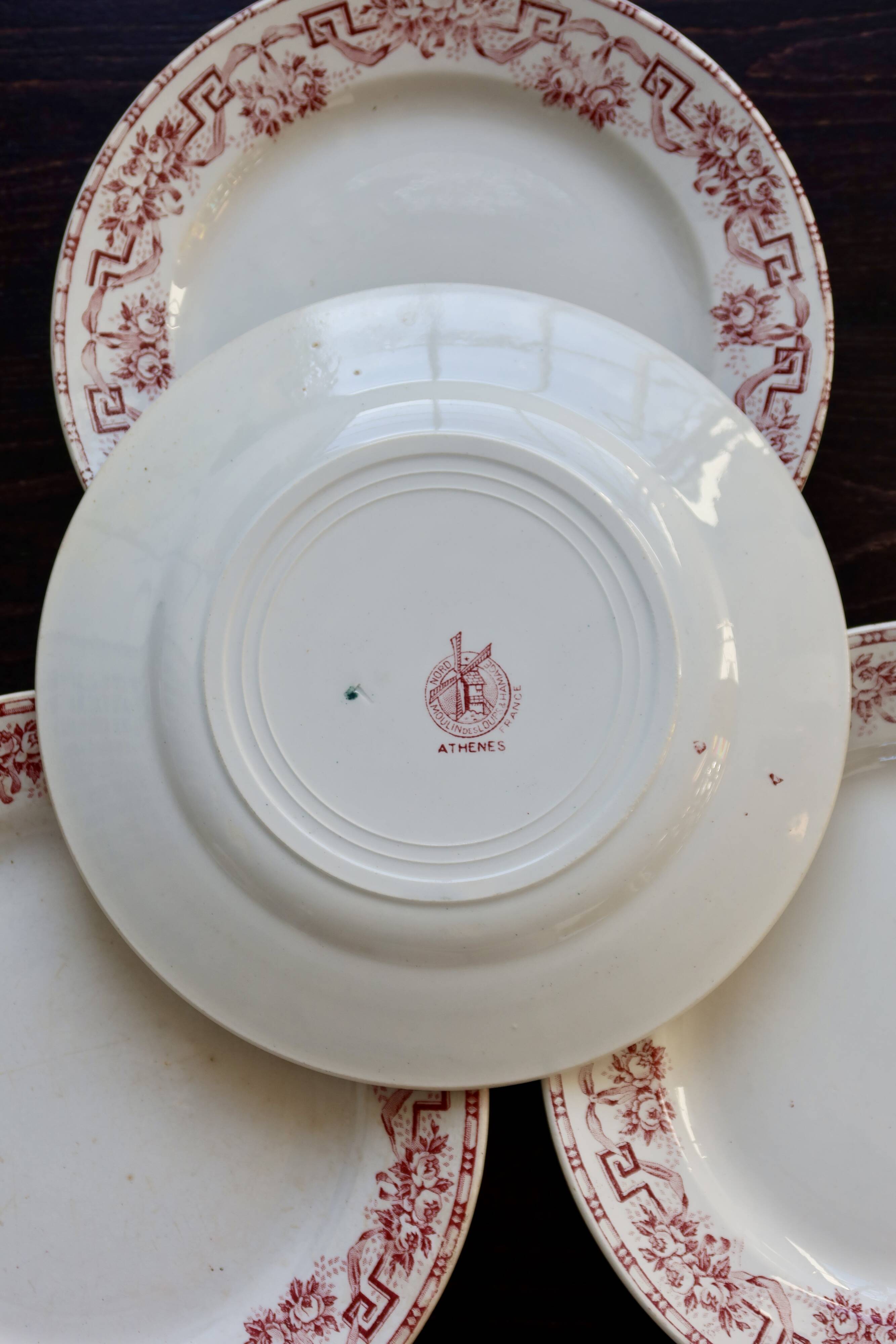 4 vintage ironstone dinner plates - Moulin des Loups - Athens model