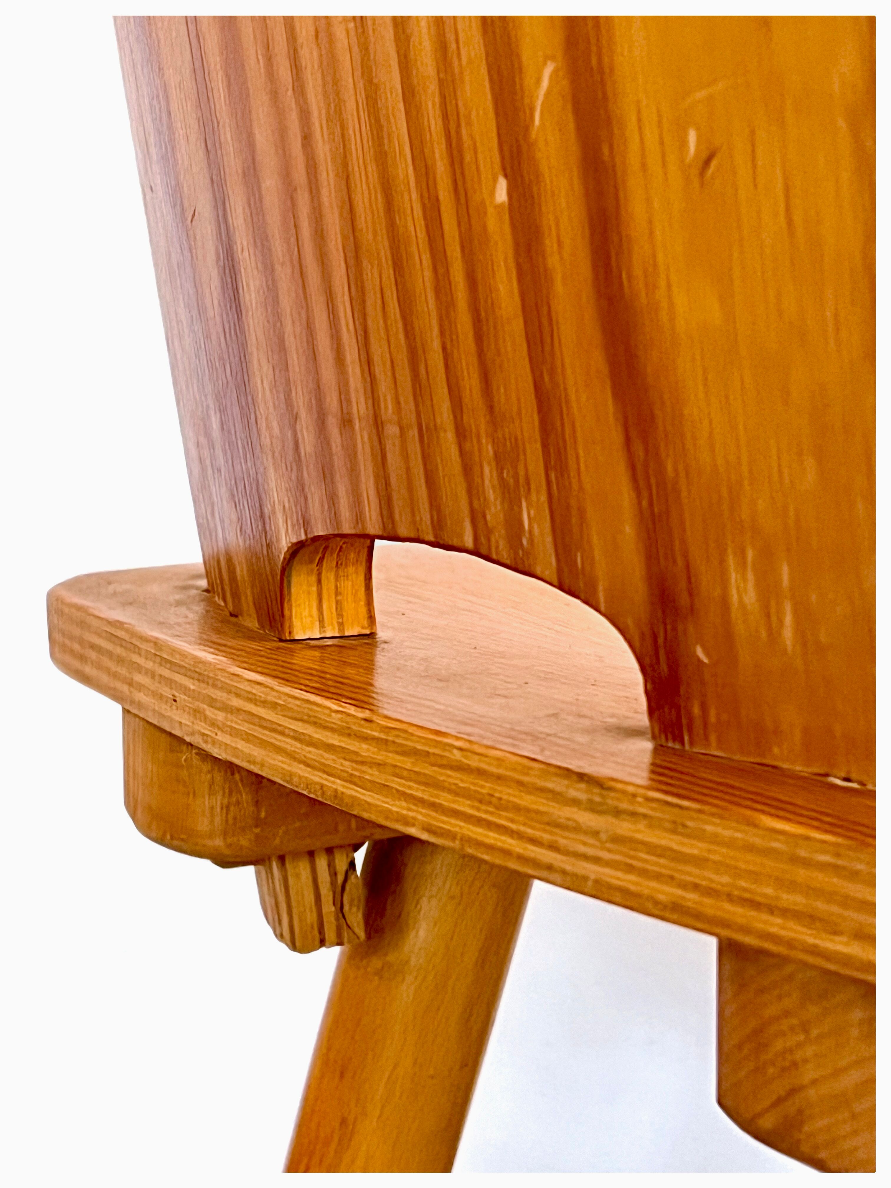 Vintage brutalist pine chairs