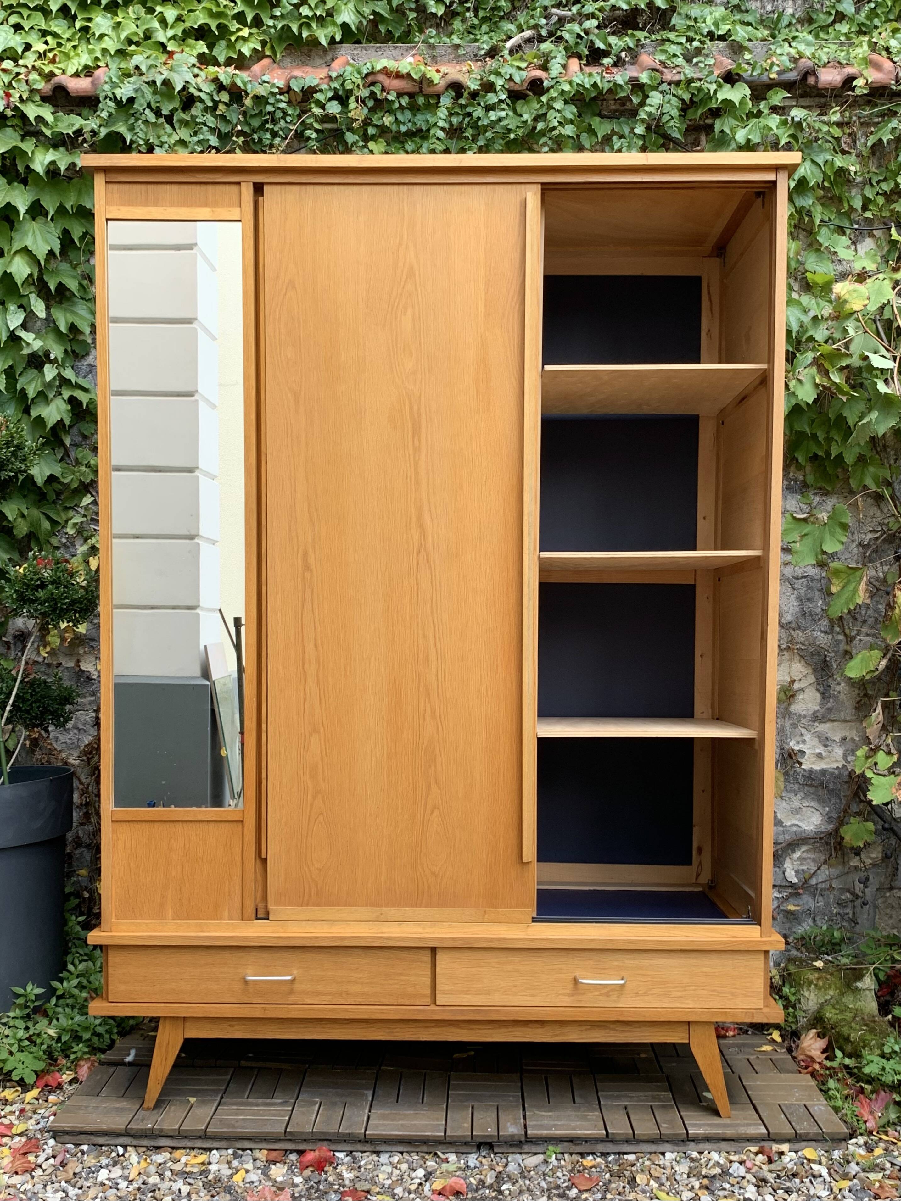 Vintage wardrobe with compass feet 1960