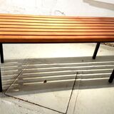 Bench / coffee table with slats structure wrought iron 1960s