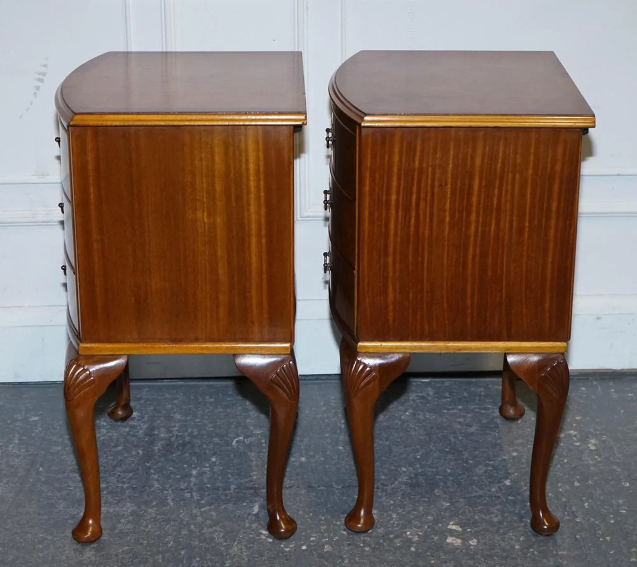 Art Deco Walnut Burl Bedside Tables, Set of 2