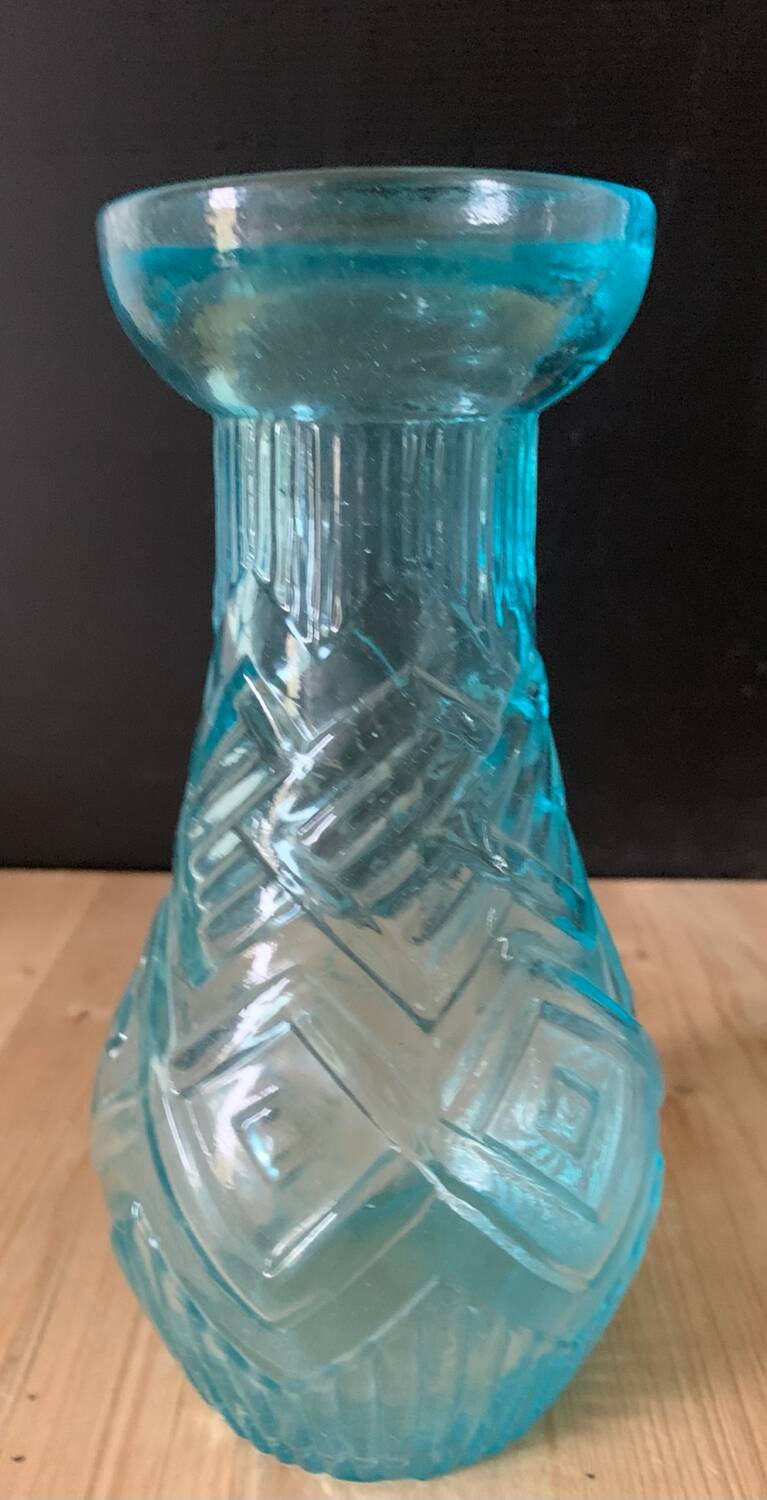 Blue glass bulb vase