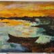 Boat at sunset, oil by Nicole Guieu