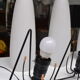 Pair of wall lamps louis kalff opaline wired metal