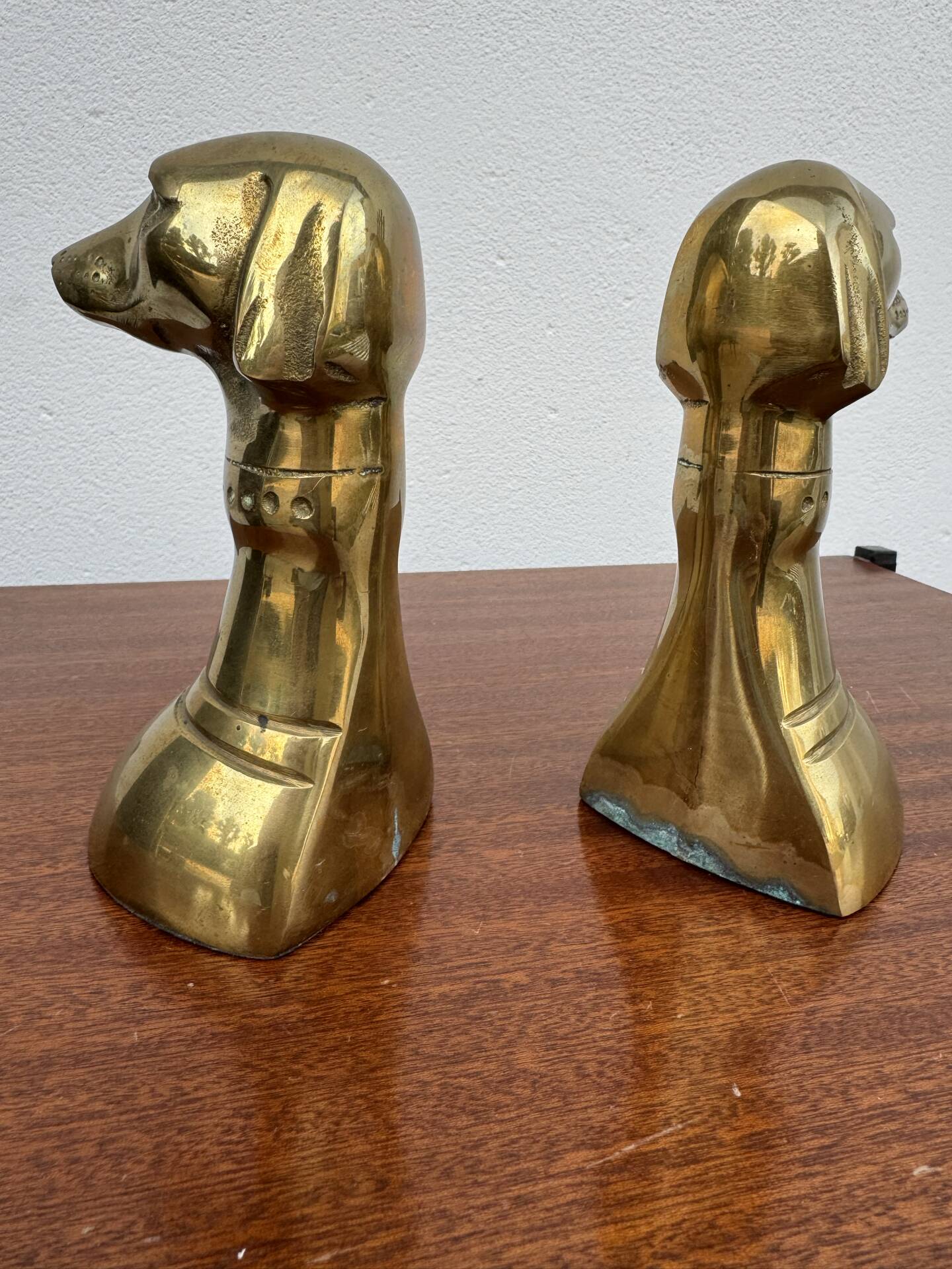Dog bookends, solid brass, 1970s.