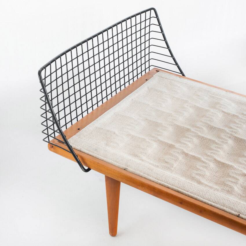Single bed in teak and iron. Design by Bengt Ruda for Triva. Sweden, 1960s