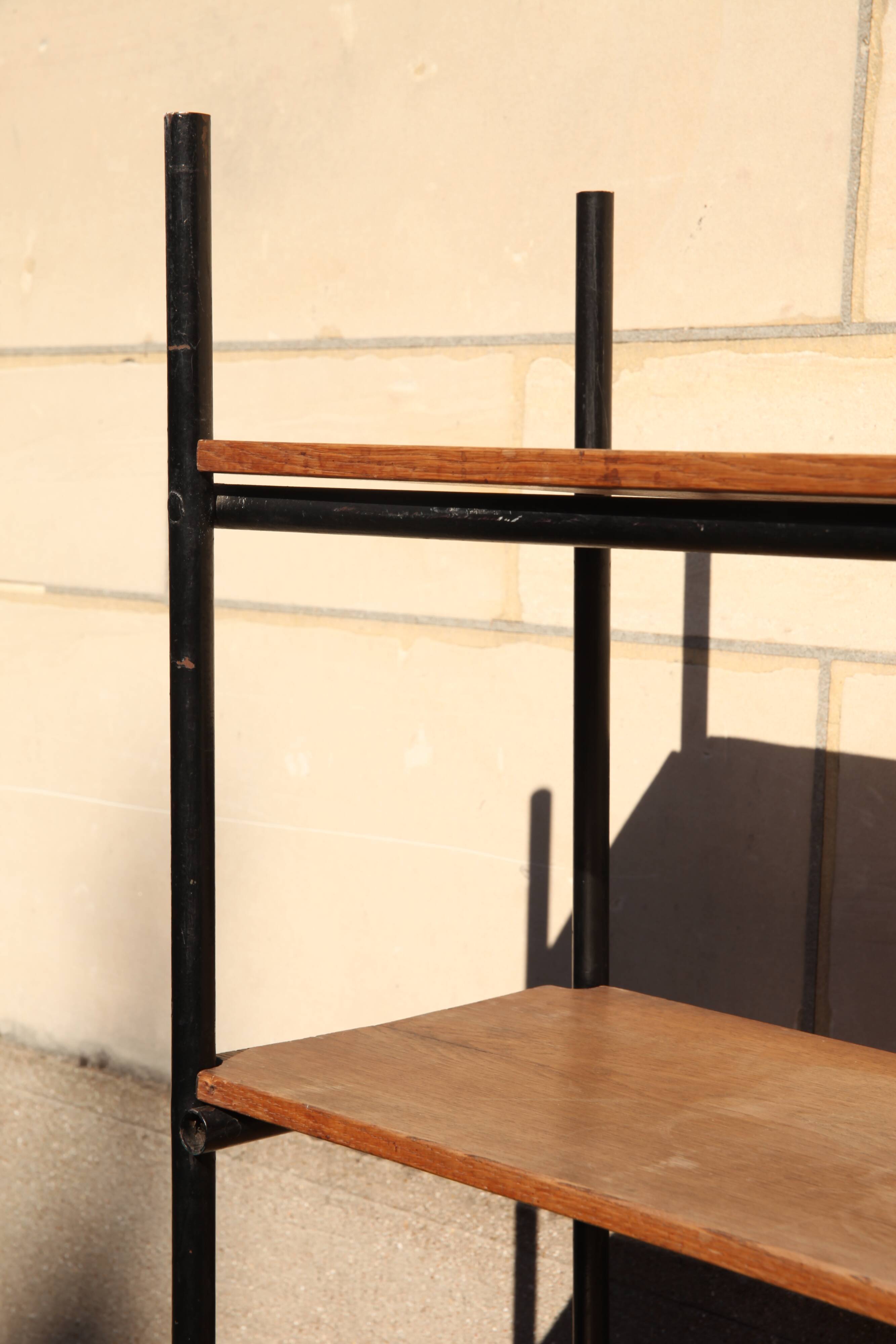 Industrial metal and wood library