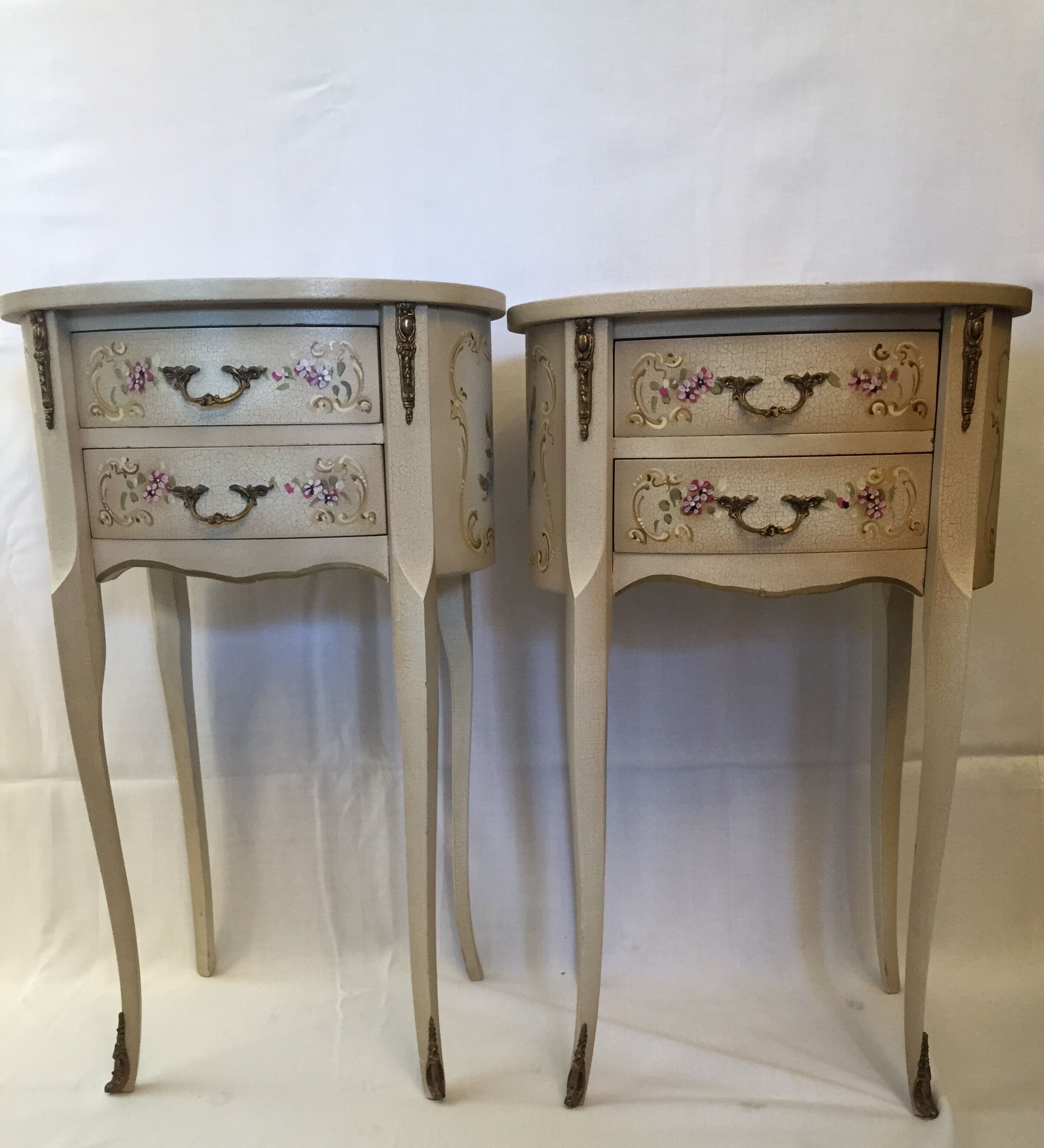 Pair of painted Louis XV style bedside table