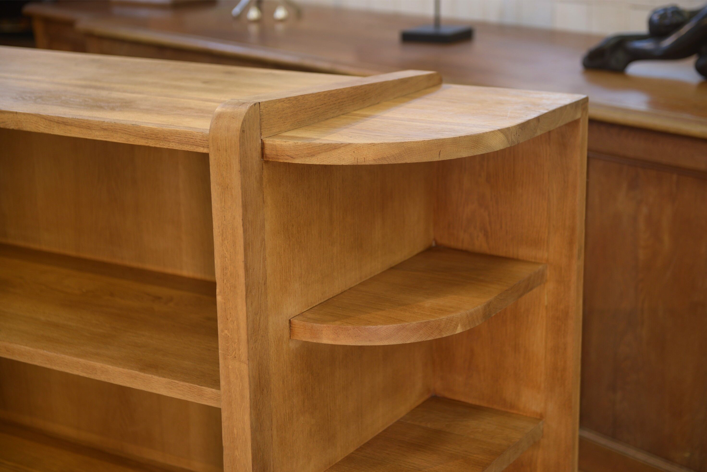 Art Deco modernist oak shelf from the 1940s.