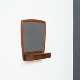Vintage teak framed mirror with drawer section 64x57cm