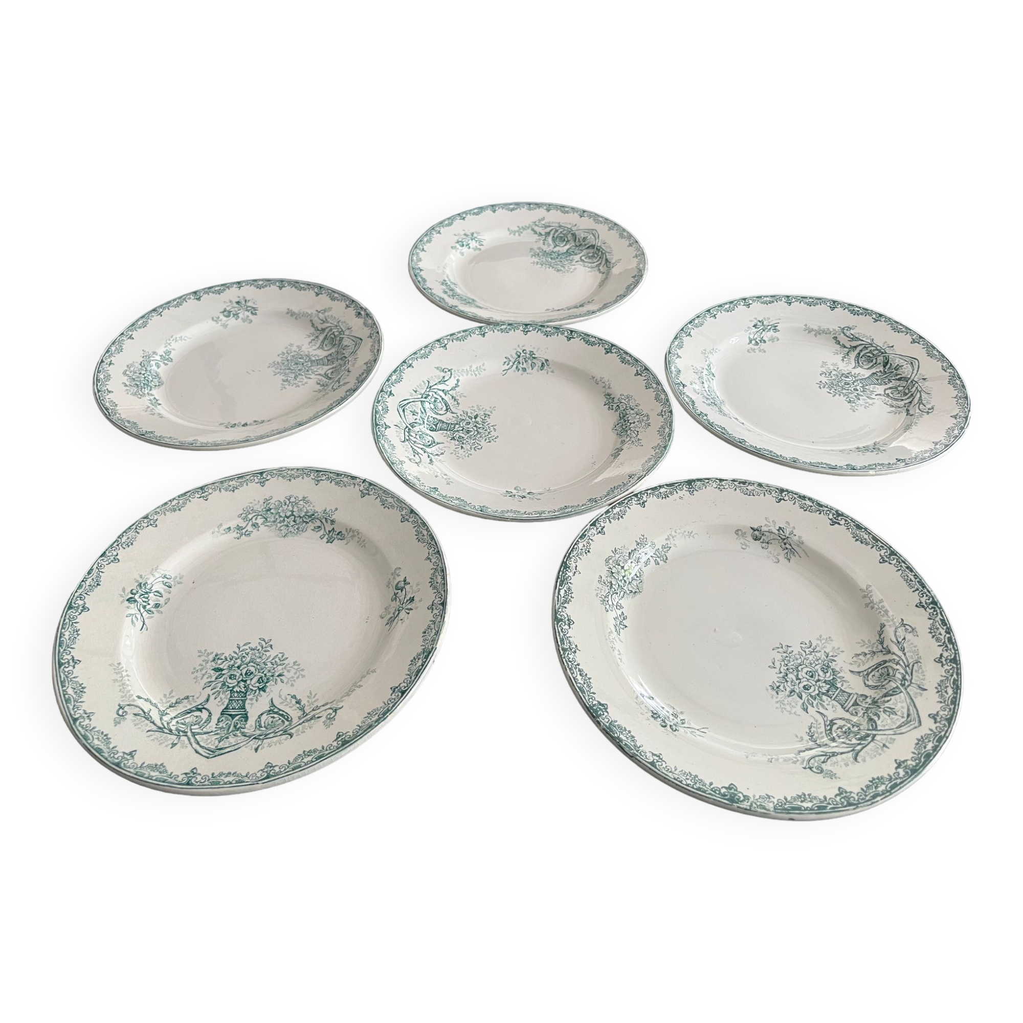 Lot 6 old plates porcelain iron earth saint amandinoise model chevreuse