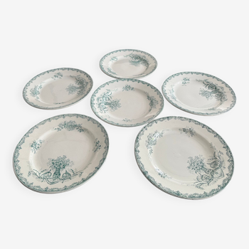 Lot 6 old plates porcelain iron earth saint amandinoise model chevreuse