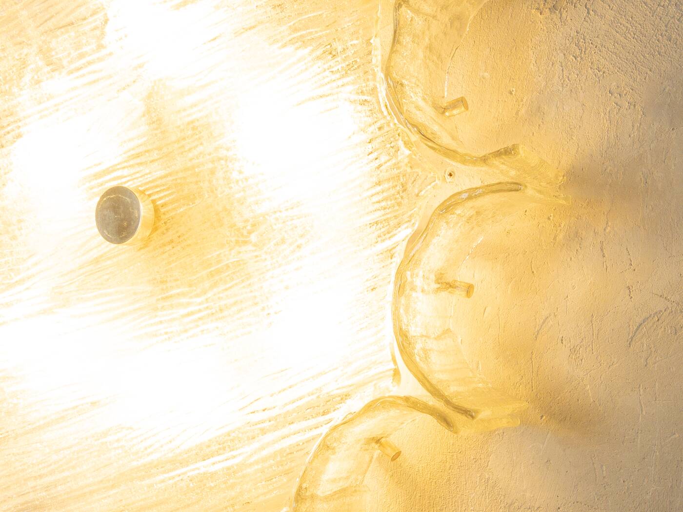 Wall and ceiling lamp Kaiser Leuchten 1970s ice glass