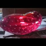 Vintage Murano Ashtray Catchall - Ruby Red Bullicante Glass - Vi