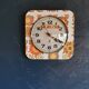 Vintage formica clock square silent wall pendulum "Jaz orange flowers"