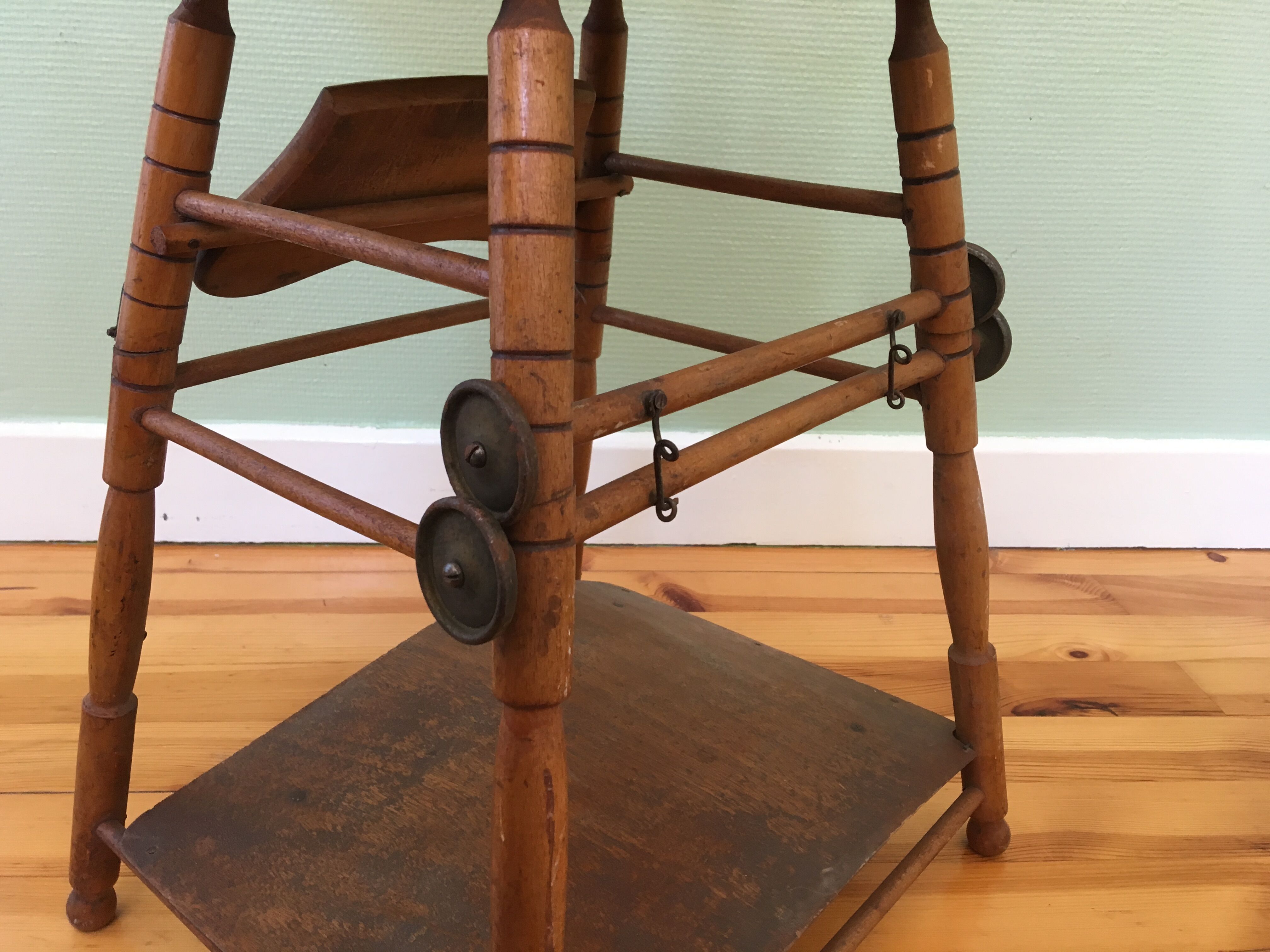 30-year-old high chair in wood turned