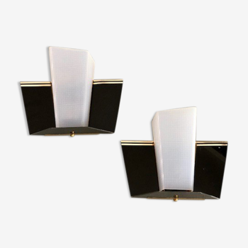 50s wall lamps in perspex and brass