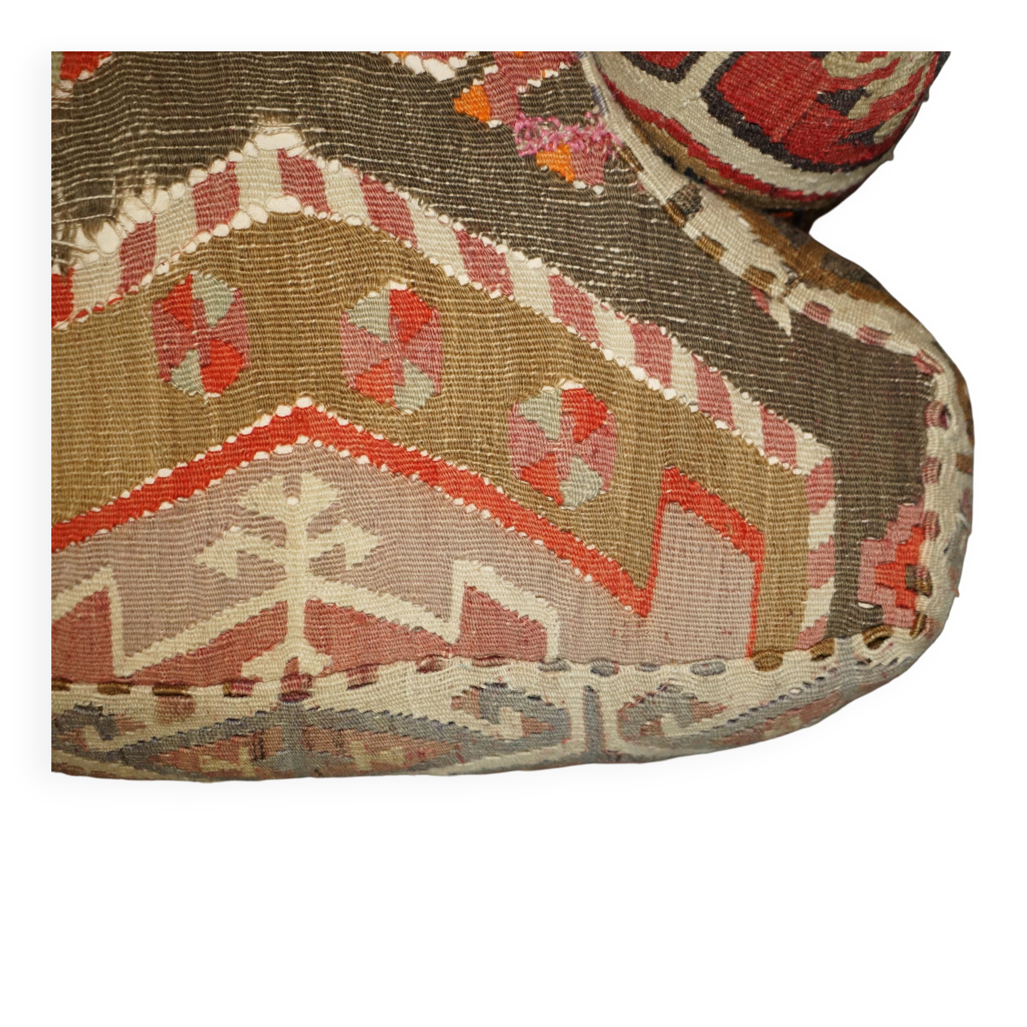 Vintage three-seater canapé by George Smith upholstered in Kilim with feather cushions.