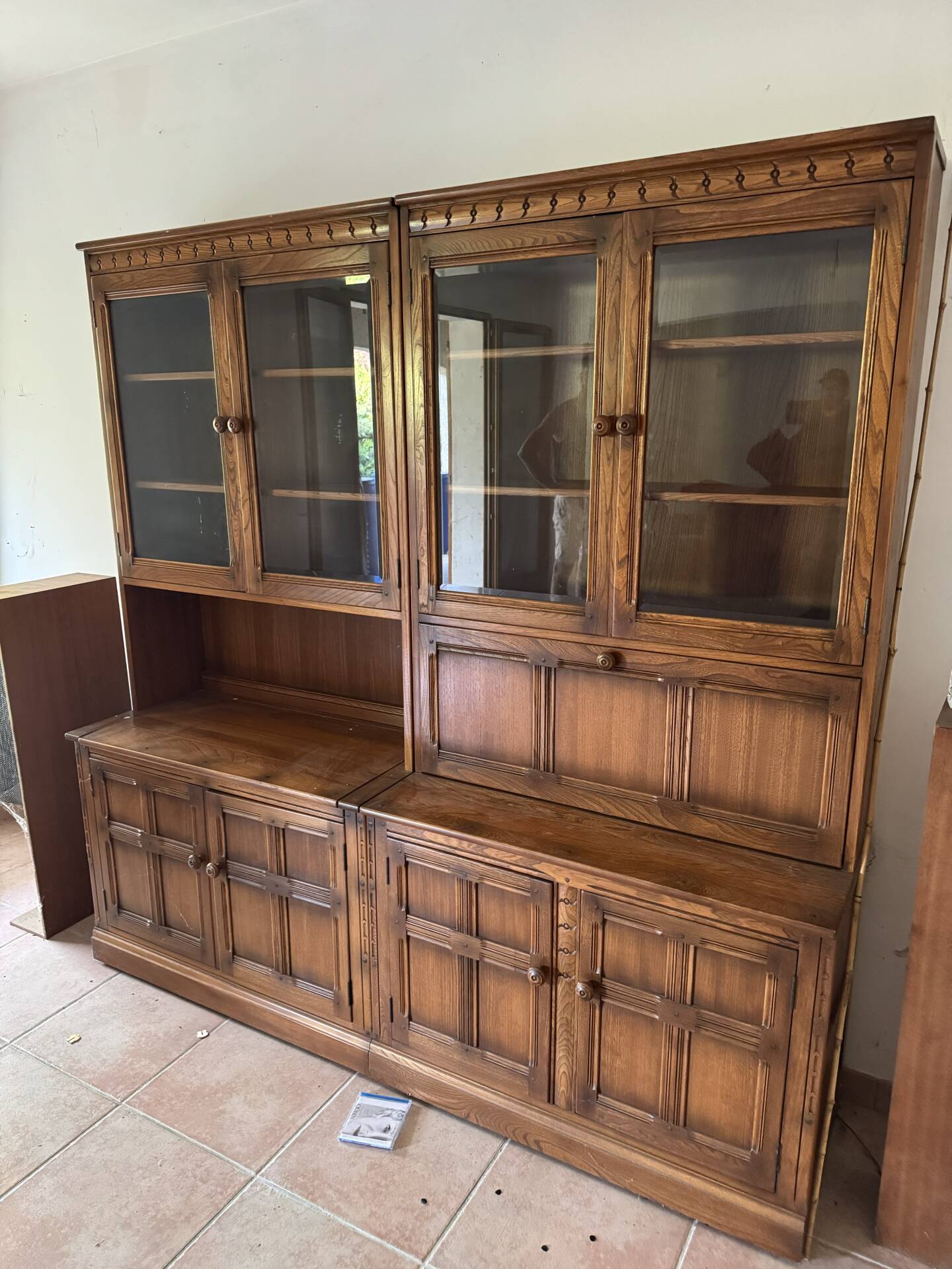 Ercol library cabinets storage England in elm