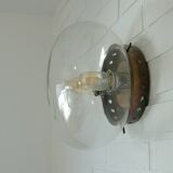 Set of 2 Vintage Space Age Stye Sconces Copper Flush Mount Lights 1980's