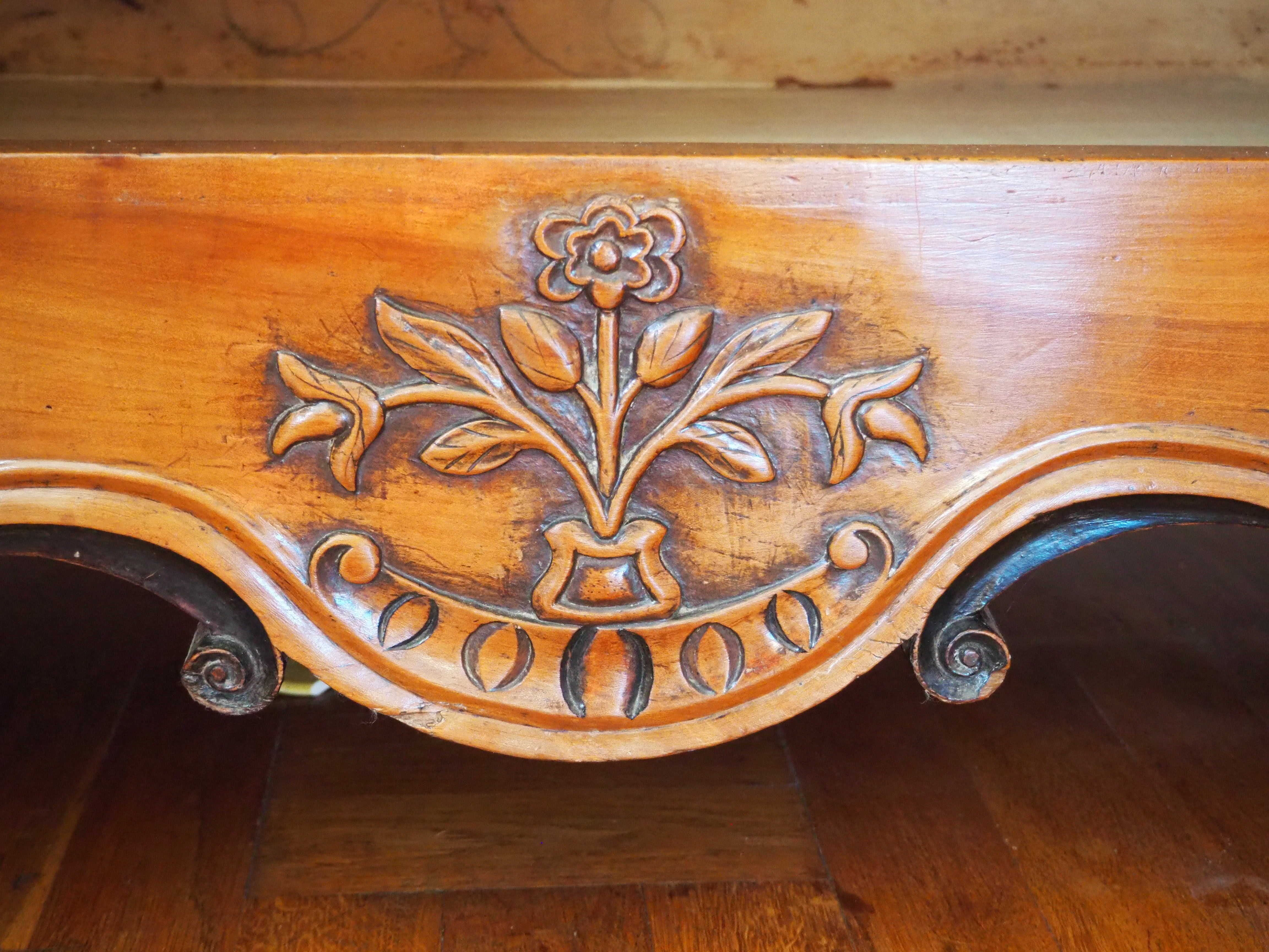 Old Louis XV low buffet in solid wood, cherry