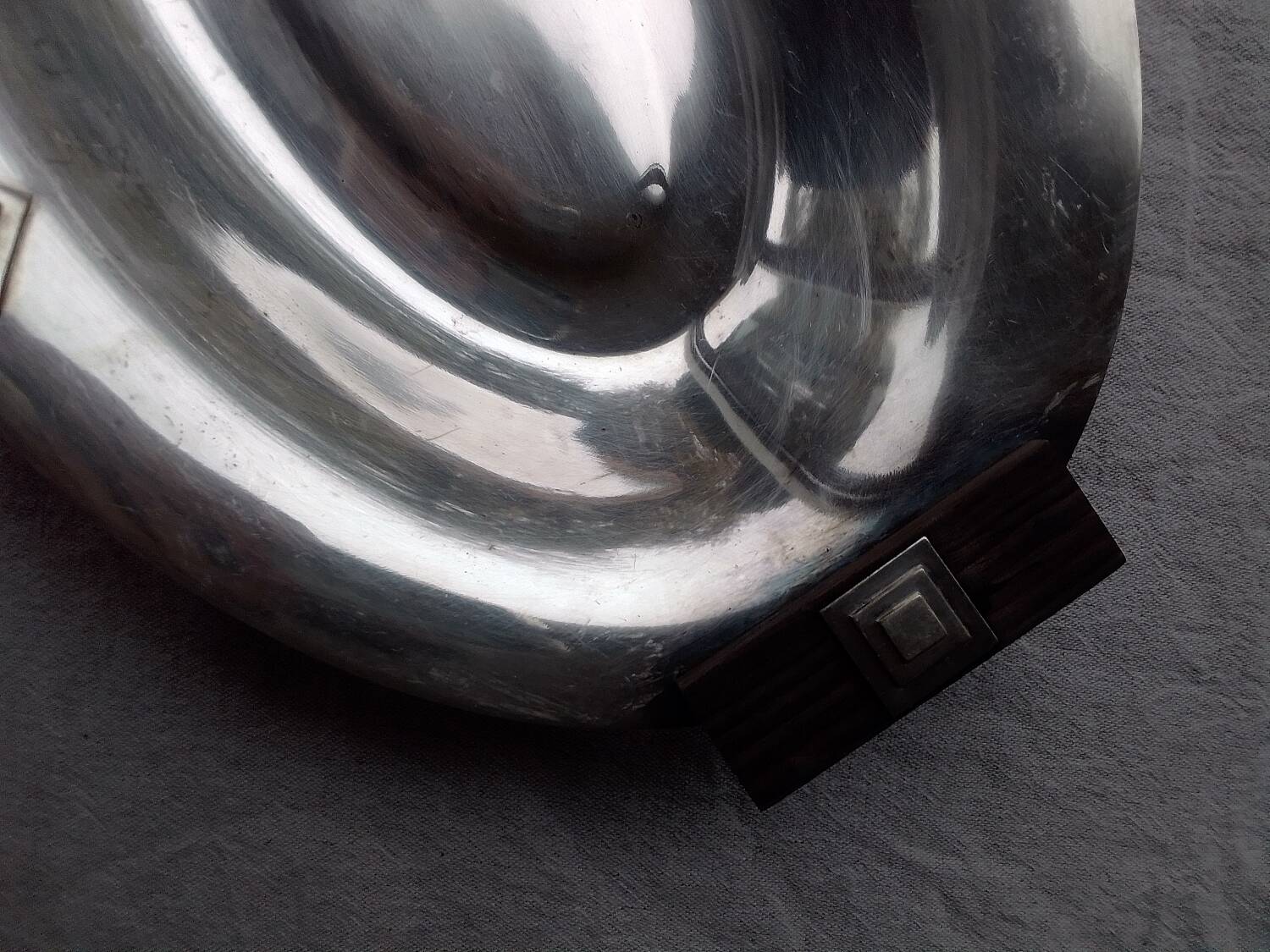 Art deco silver metal basket dish