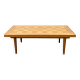 1960s oak checkerboard coffee table