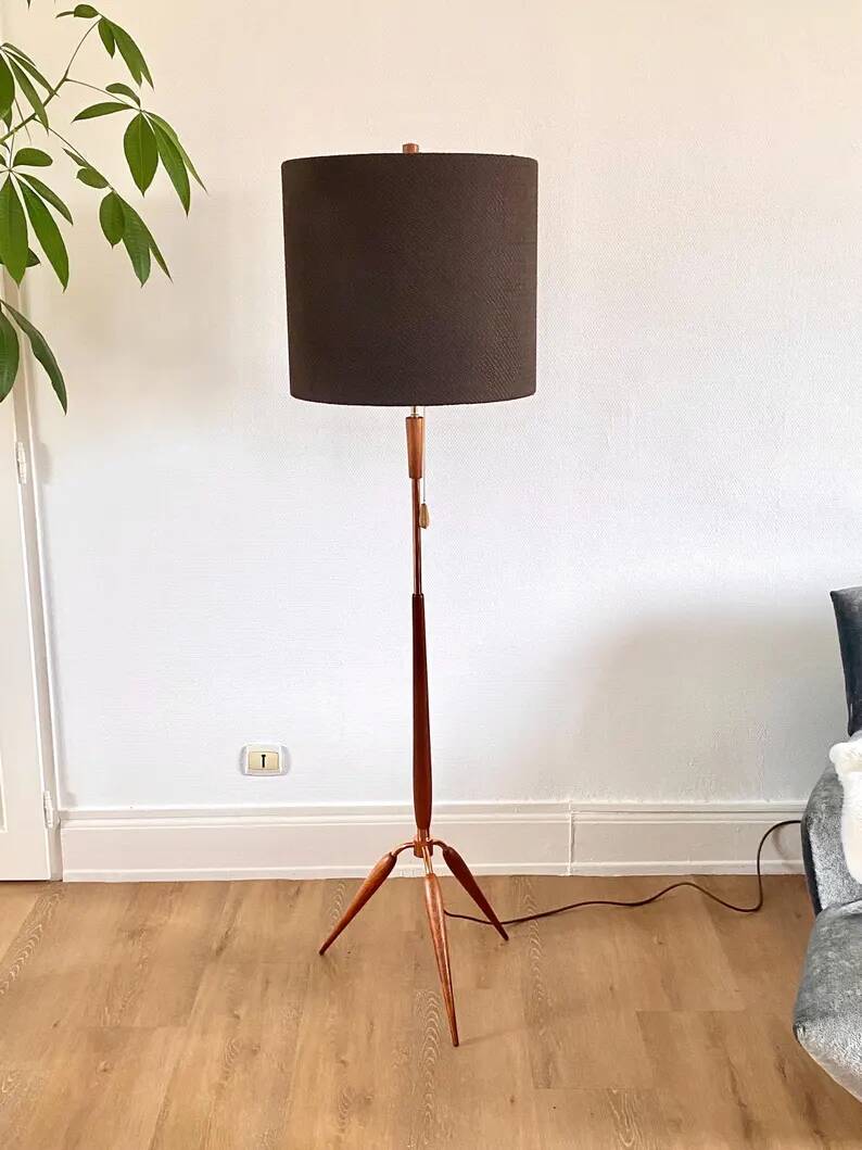 Danish floor lamp in teak and brass by Fog & Mørup 1960s