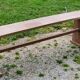 Brutalist antique bench in solid mahogany and solid oak