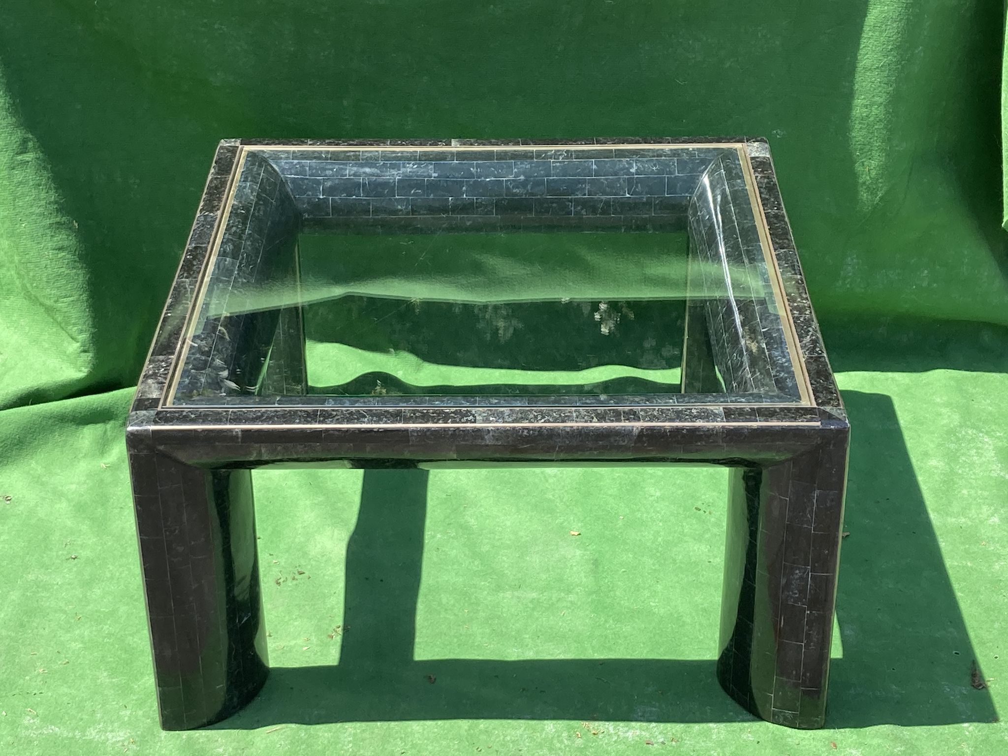 Tesselated black stone coffee table by Maitland Smith 1970s