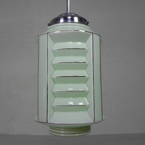 Art Deco pendant lamp with glass lantern shade, 1930s