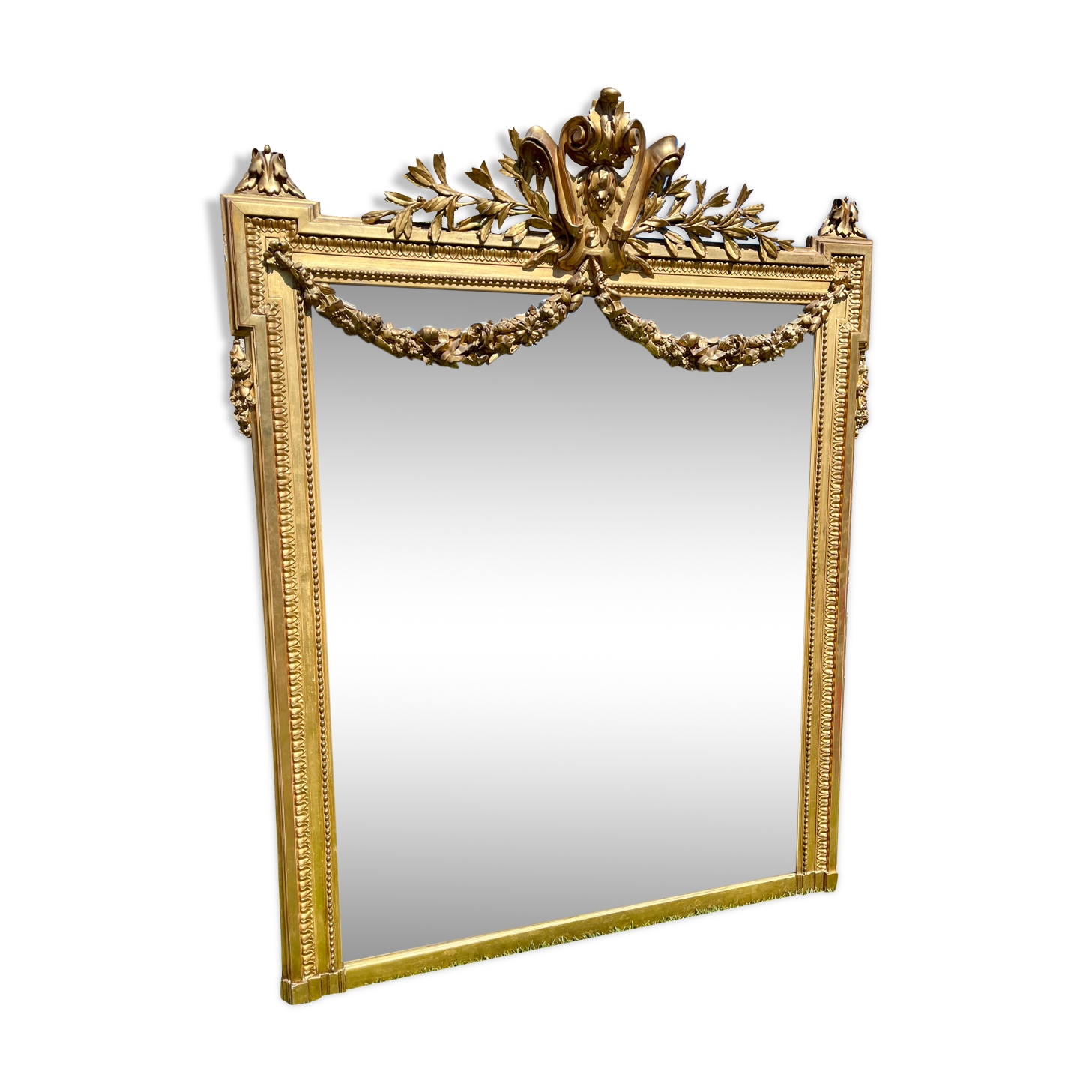 Gilded plaster mirror Louis XVl style