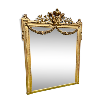 Gilded plaster mirror Louis XVl style