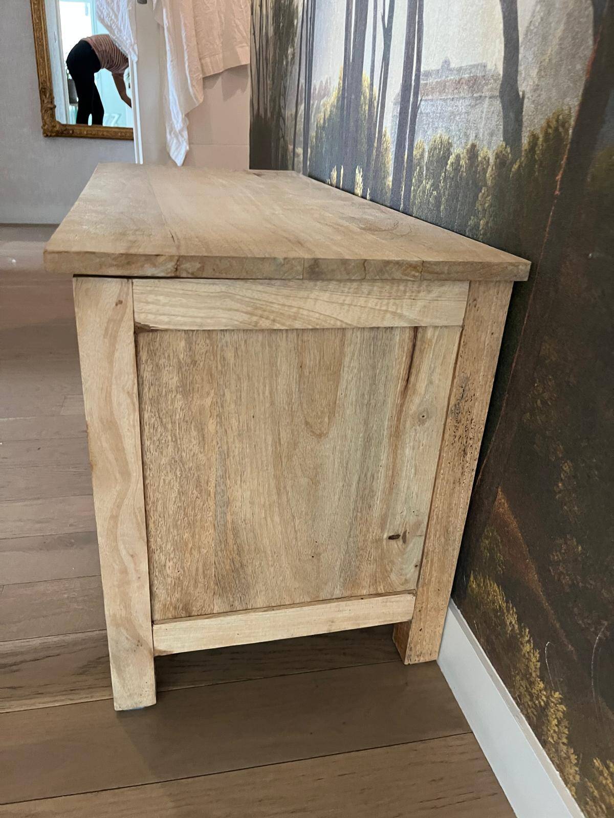 Oak storage chest with rattan caning