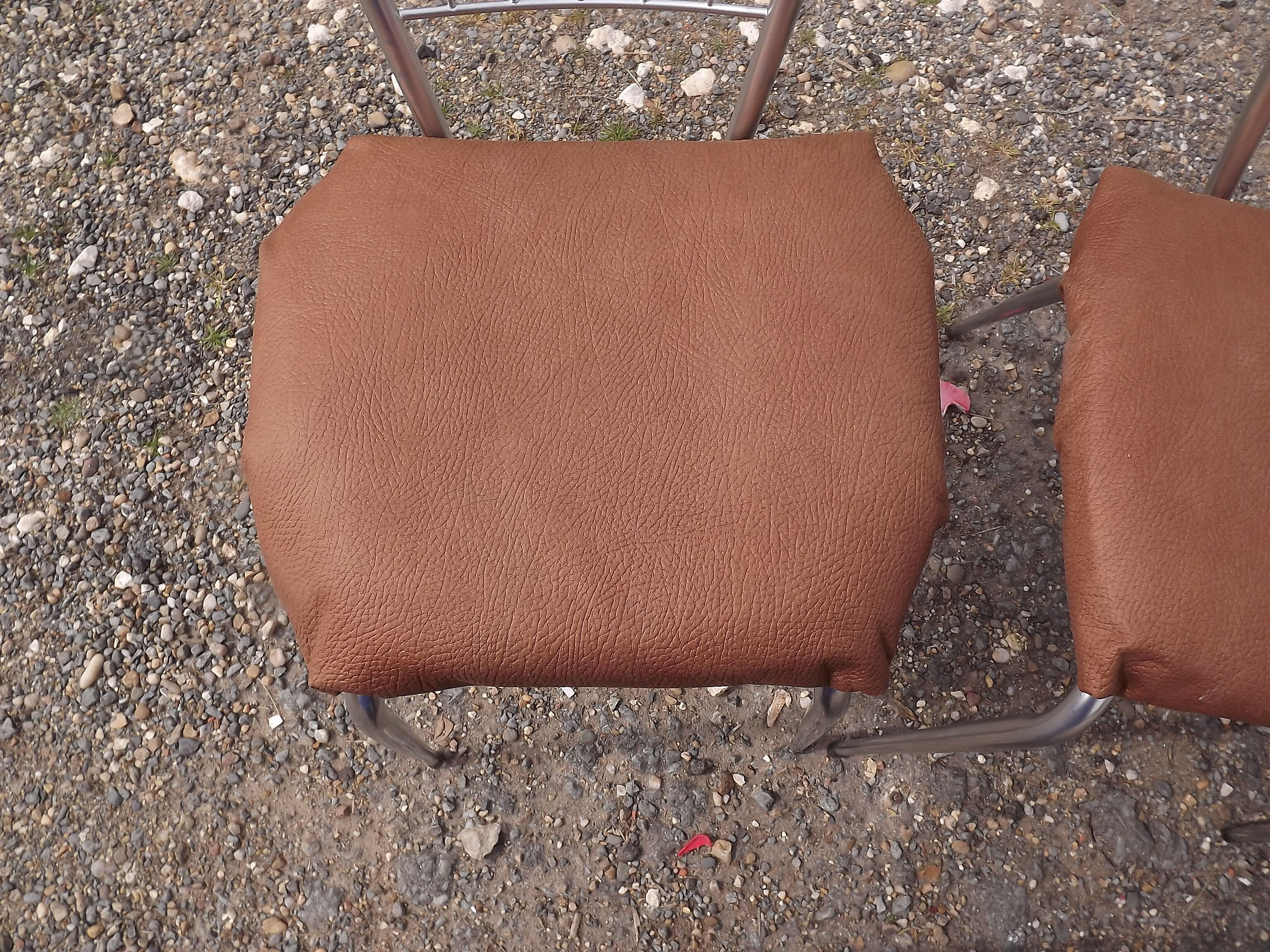 4 vintage chrome and skai chairs