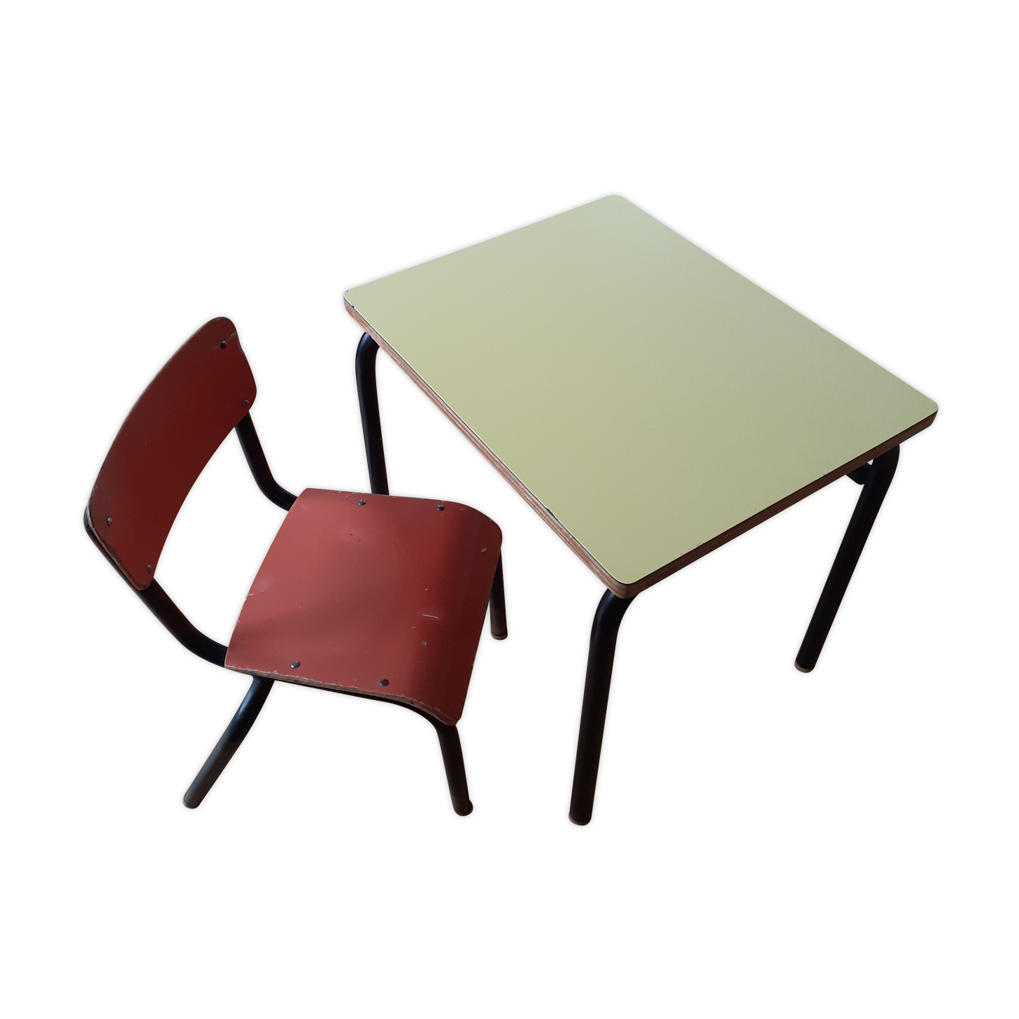 Small vintage school table and its little chair